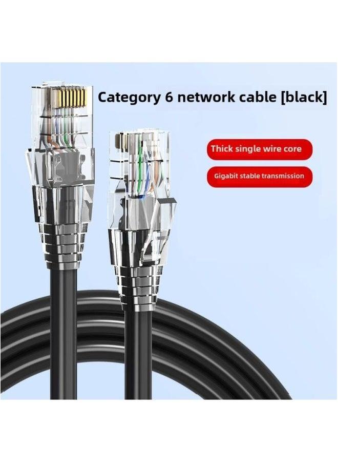 Category 6 Network Cable CAT6 Gigabit Home Engineering Computer Broadband Router 8-core Twisted Pair Hop RJ45 Head-Colour:Category Black (sheath + Unshielded Head)-Line Length:1m - Image 1